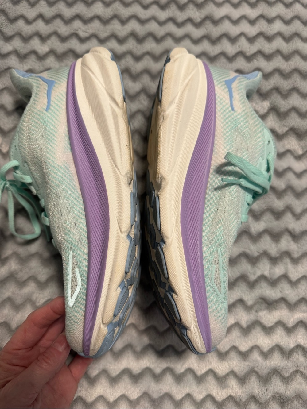 Hoka Women's Mint Green & Lavender Athletic Running Shoes - Picture 5 of 14